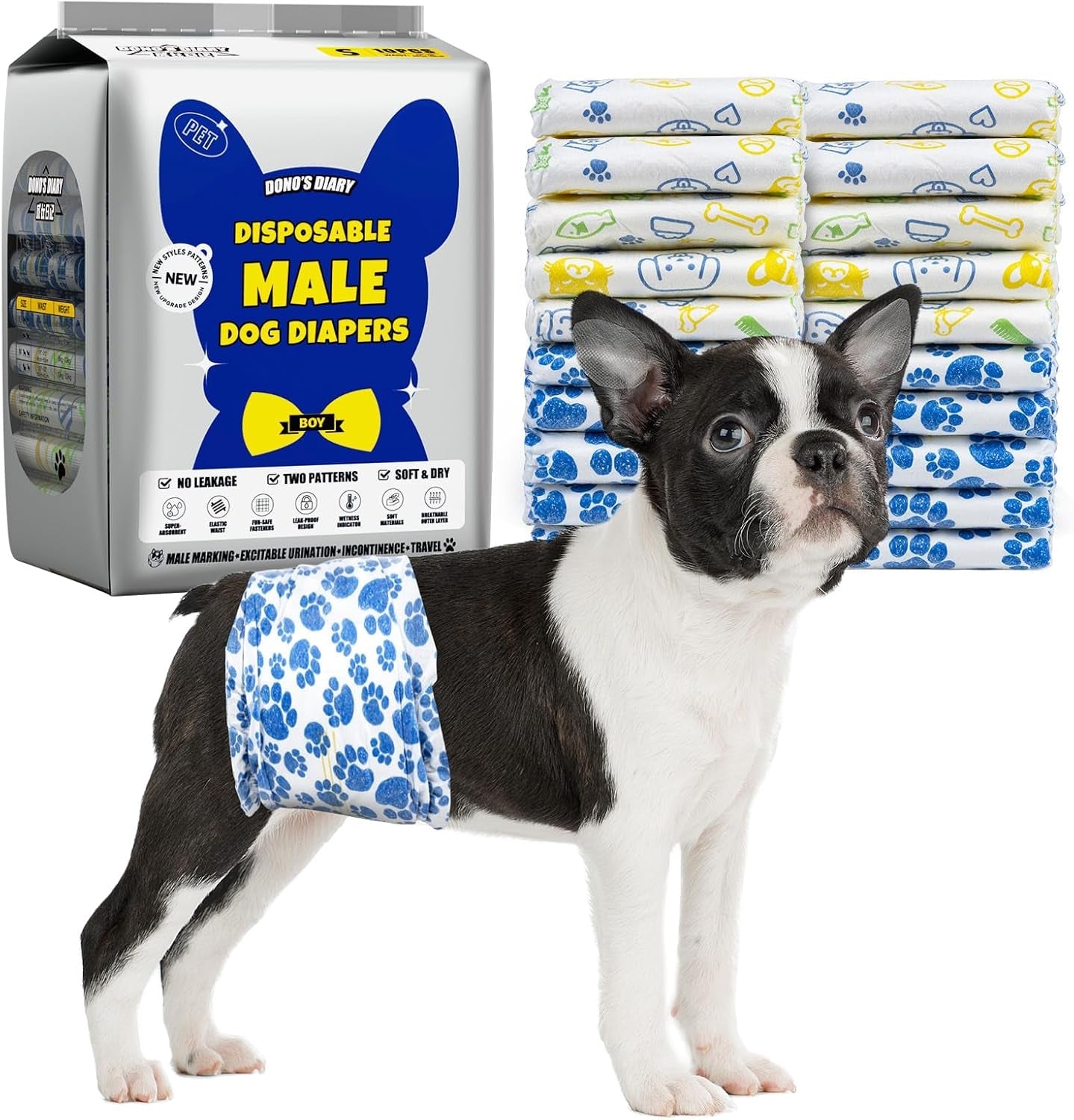 Male Dog Diapers 60 Count Disposable Belly Bands Leakproof Absorbent