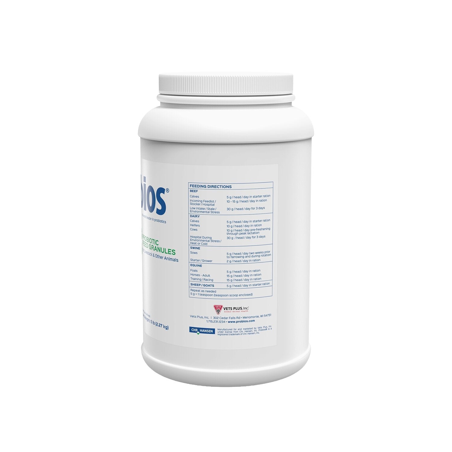 Vet Plus Probios Feed Granules Probiotic Supplement for Horses Livestock 5lbs.