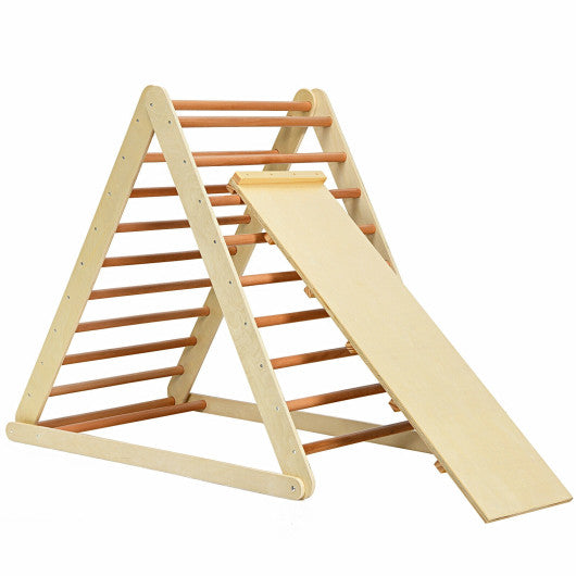 Foldable Wooden Climbing Triangle Indoor with Ladder for Toddler Baby-Natural - BIG FRENCHIES