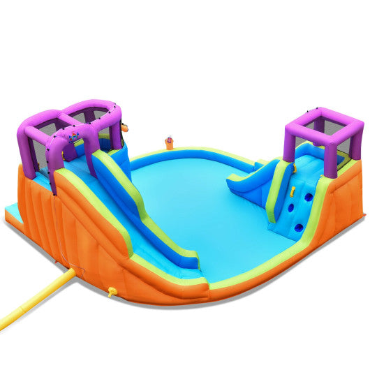 6-in-1 Inflatable Dual Water Slide Bounce House Without Blower - BIG FRENCHIES