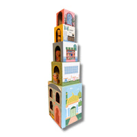 Stacking Houses (Set of 5 Houses and 3 Hardwood Characters) - BIG FRENCHIES