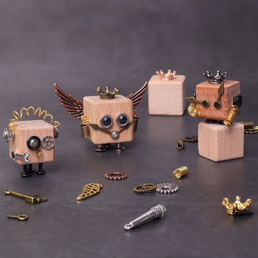 DIY Timberbot Kit – Build 2 Wooden Robots, Make Keychains & Necklaces - BIG FRENCHIES