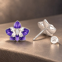 925 Sterling Silver White Gold Plated Enamel Pavé CZ 1.0*1.2cm Earrings for Women