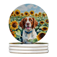 Silky Terrier Spring Path Large Sandstone Coasters Pack Of 4 Absorbent Round Coasters Decor Gifts For Men Or Women, 4 In