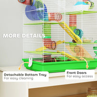 PawHut 5 Tier Hamster Cage With Tubes And Tunnels, Small Animal Cage, Rat Gerbil Cage With Water Bottle, Food Dish, Exer