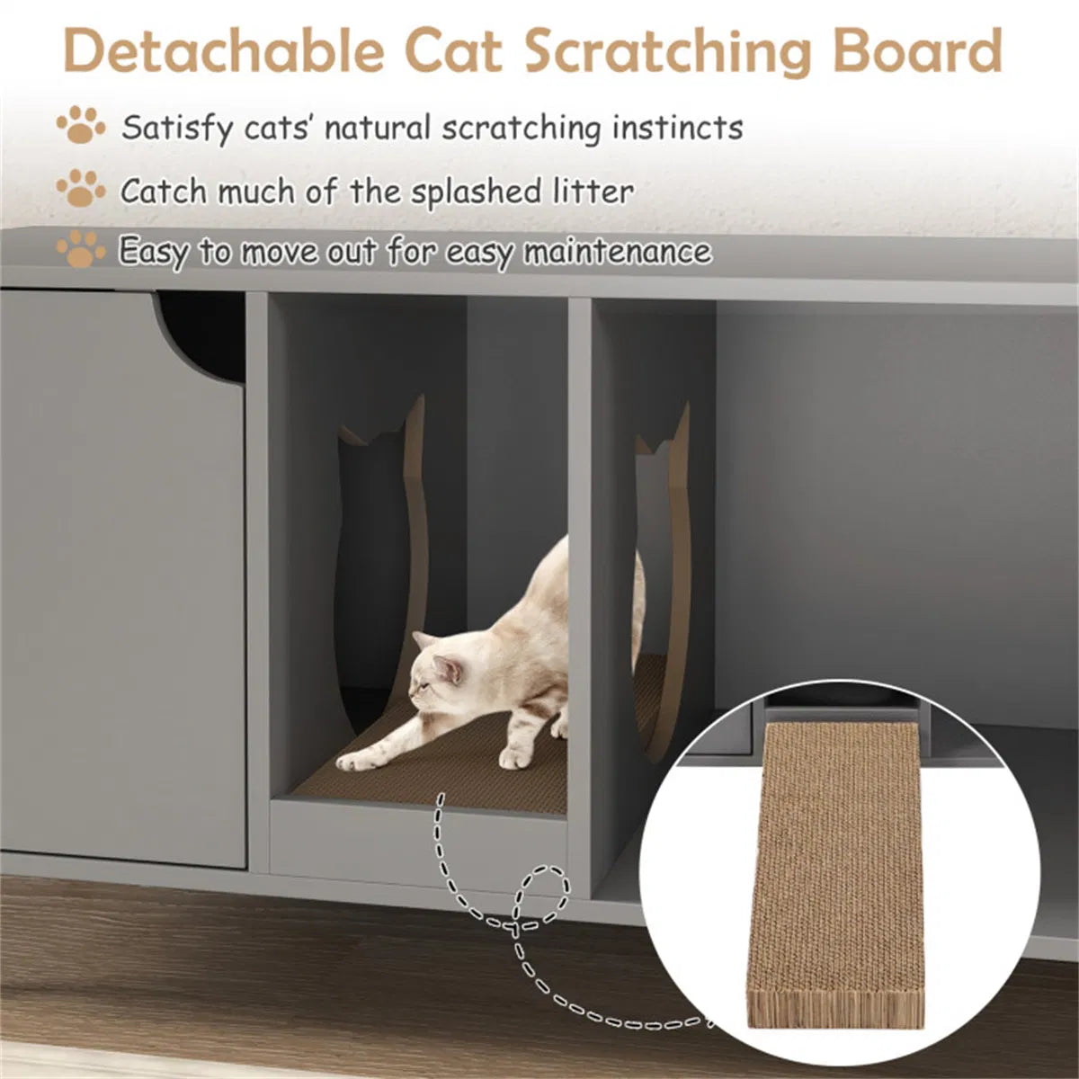 Gray Cat Litter Box Enclosure