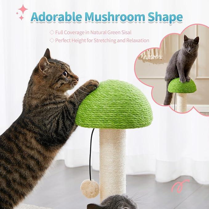 Mushroom Sisal Rope 2 In 1 Wooden Interactive Ball Track Ball Cat Scratching Post Cat Scratching Board