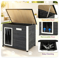 42.5" x 27" x 33.5" Outdoor Dog House with Sloped Asphalt Roof, Elevated Floor & Openable Roof Weatherproof Pet Kennel w