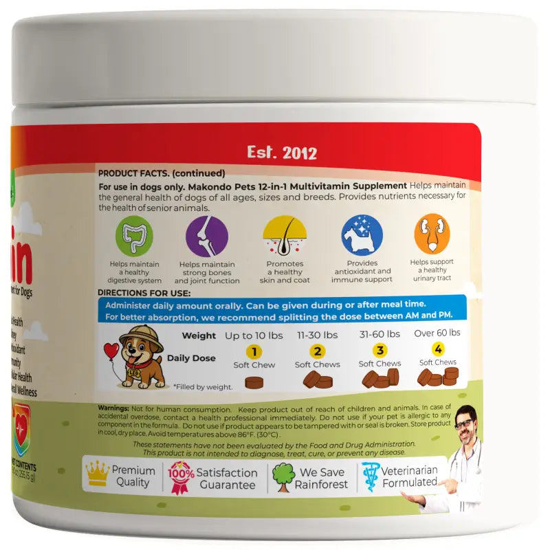 12 in 1 Multivitamin for Dogs - 120 Soft Chews - BIG FRENCHIES