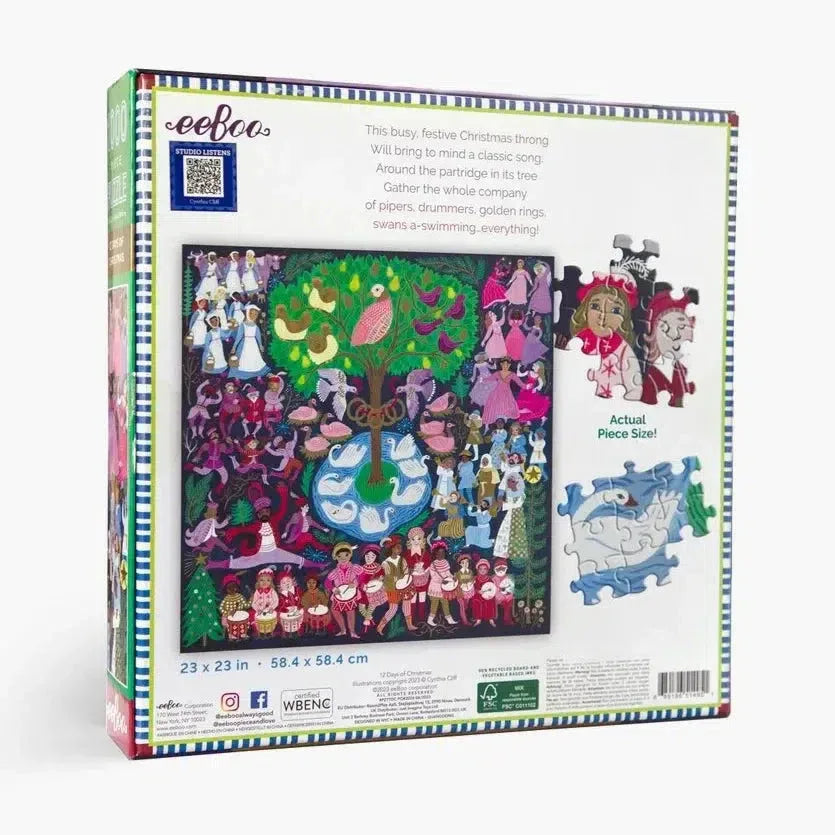 12 Days of Christmas 1000 Piece Jigsaw Puzzle eeBoo - BIG FRENCHIES