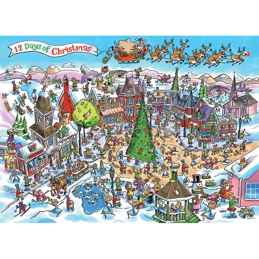12 Days of Christmas Doodle Town 1000 Piece Jigsaw Puzzle Cobble Hill