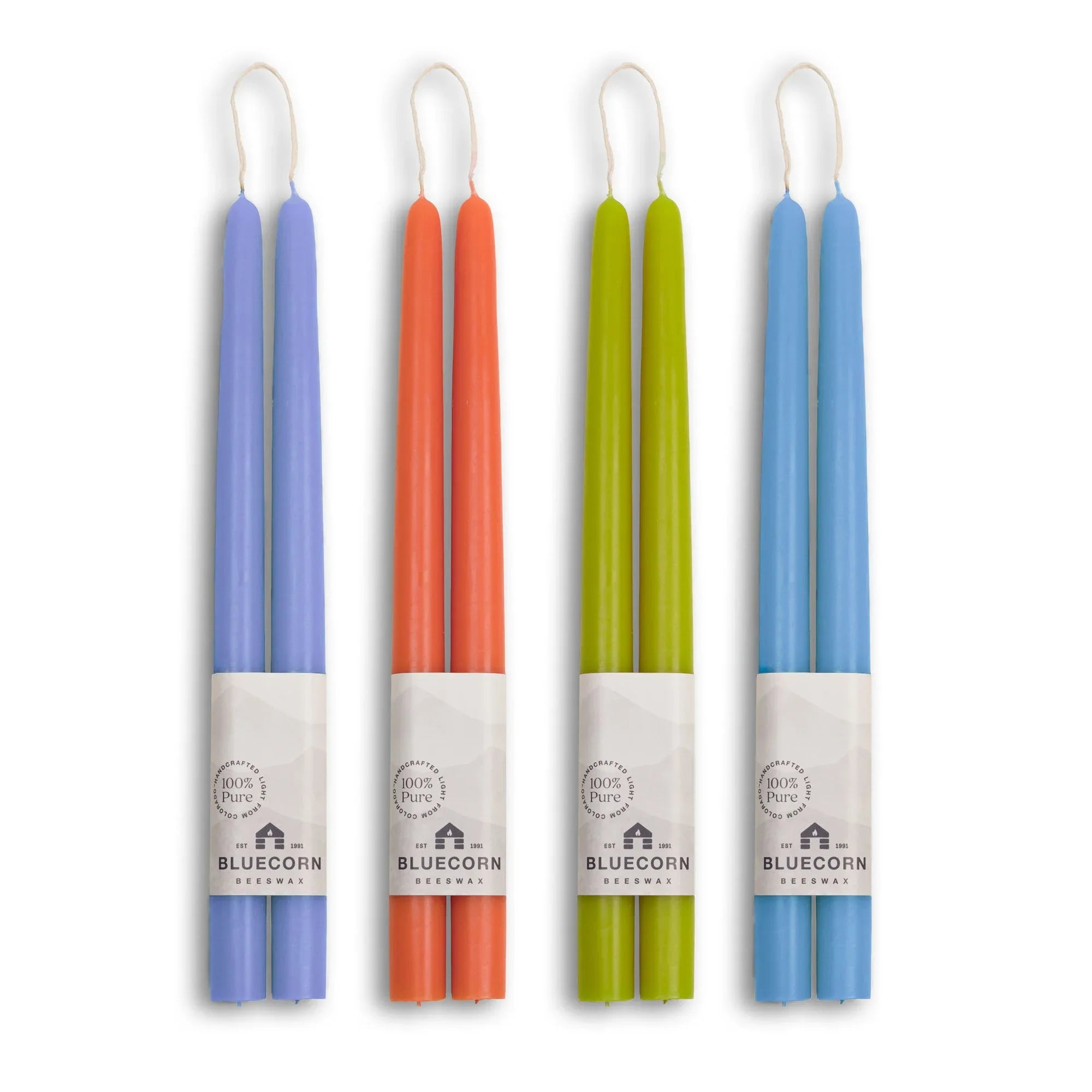 Summer Beeswax Taper Candle Bundle - Apricot, Pistachio, Lilac & Sky Blue - BIG FRENCHIES