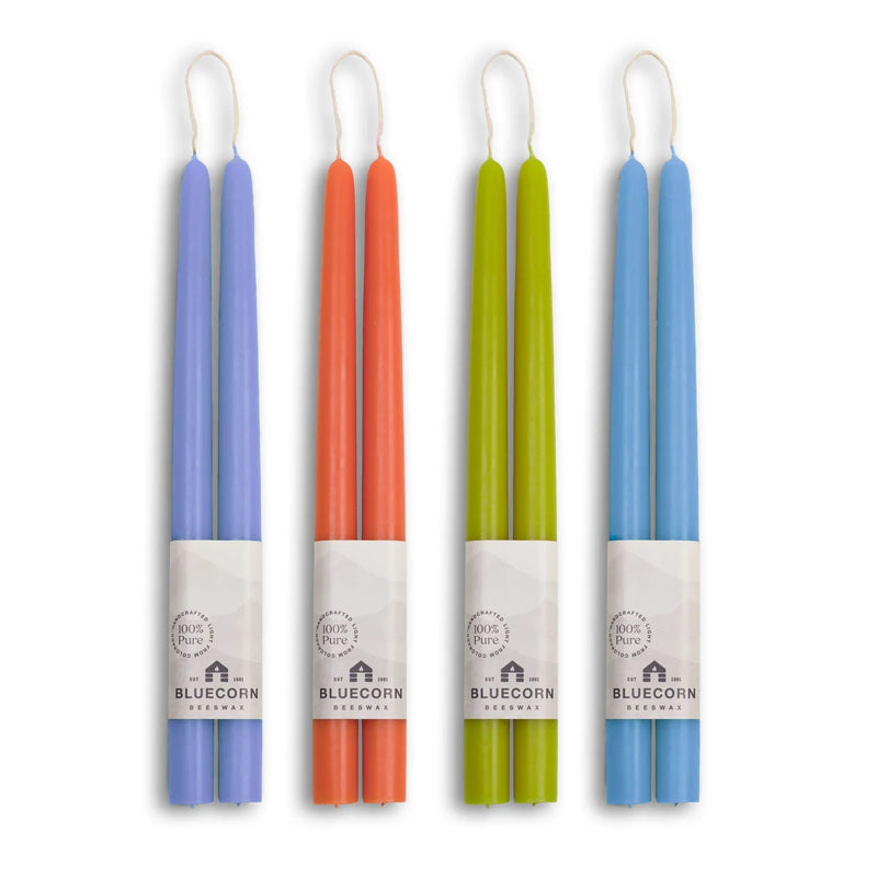 Summer Beeswax Taper Candle Bundle - Apricot, Pistachio, Lilac & Sky Blue - BIG FRENCHIES