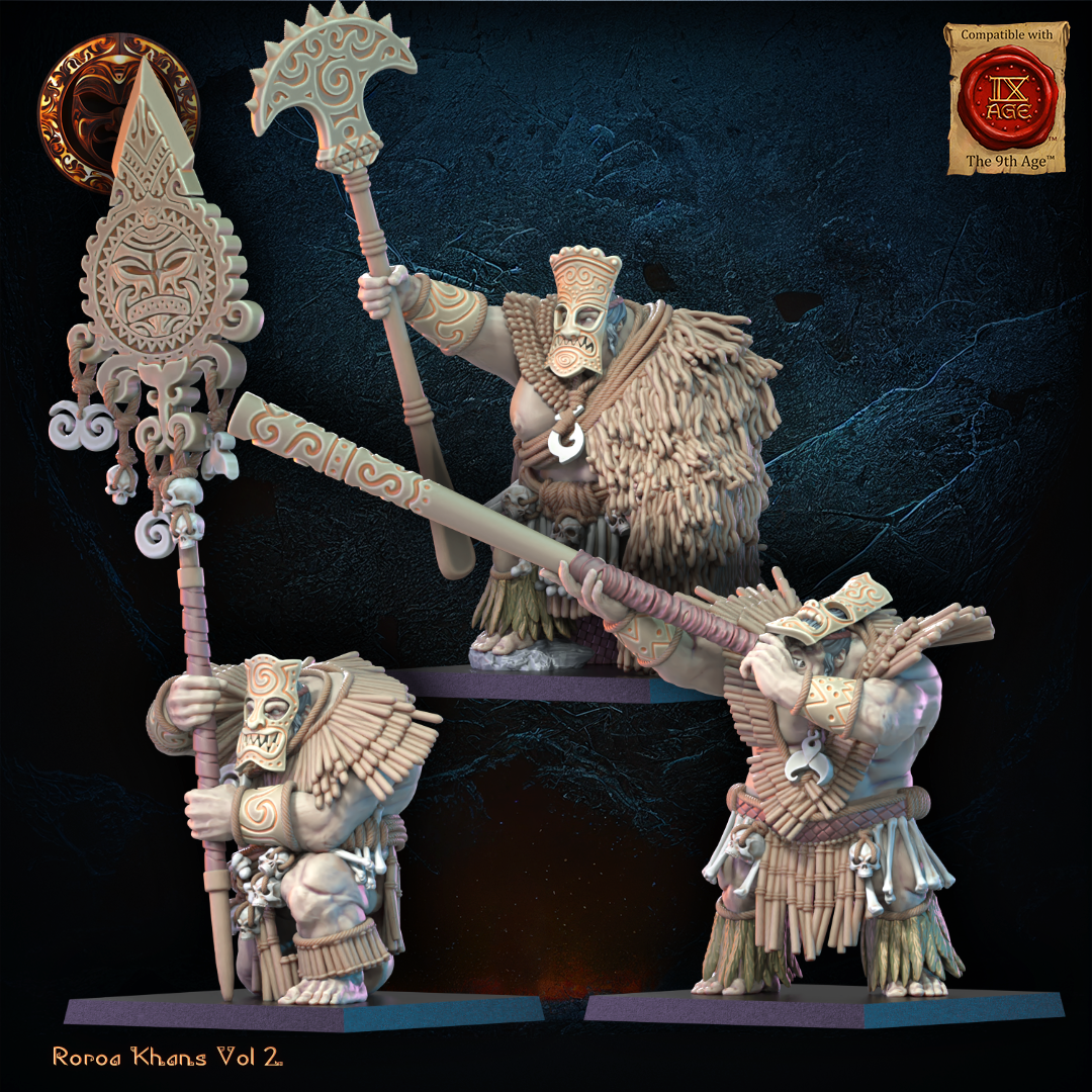 3D Printed Roroa Khans Tiki Command Group by Lost Kingdom Miniatures