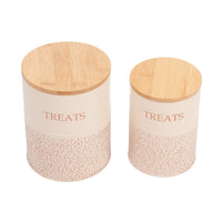 Country Living Dog Treat Canisters - Set of 2 Carbon Steel Jars with Bamboo Lids – White Swan - BIG FRENCHIES