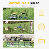 Dog Playpen, 31.5"W Heavy-Duty Metal Puppy Play Pen, Pet Exercise Fences for Outside and Indoor, DIY Design with Door fo