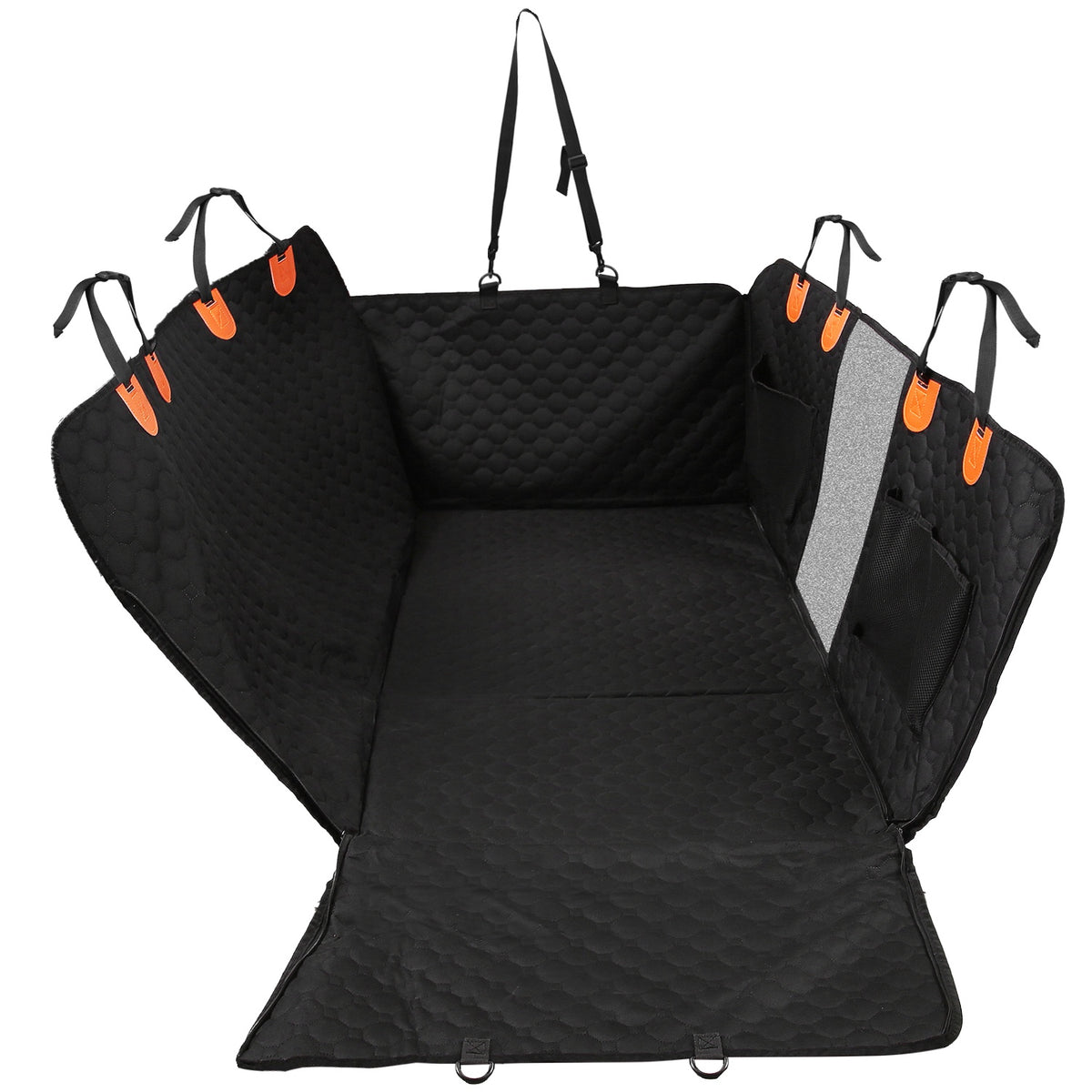 Dog Car Back Seat Cover With Zipper Mesh Window Storage Bags Waterproof 600D Oxford Cloth Car Seat Protector With Slide 