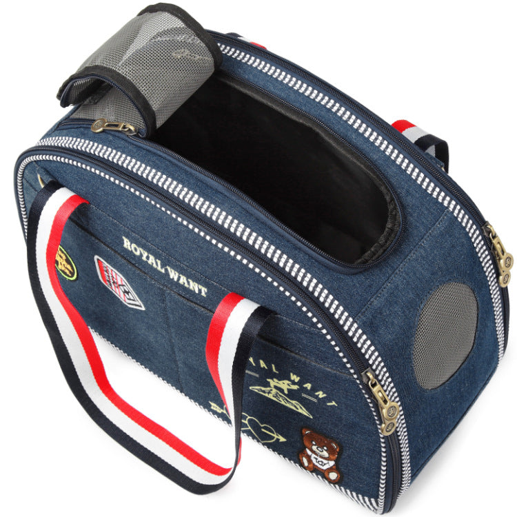 Denim Pet Carrier – Breathable, Stylish & Travel-Ready-Pet Carriers & Travel-BIG FRENCHIES-Jane's Pet Boutique