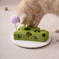 Cat Puzzle Toy With Ball And Spring-loaded Wand Felt Indoor Cat Toy Box Suction Cup Base Treat Puzzle Helps Cats Play In