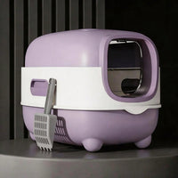 Fully Enclosed Cat Litter Box With UV Sterilization Odor Control, Large 56cm Space For Big Cats, Easy Clean 180 Flip Top