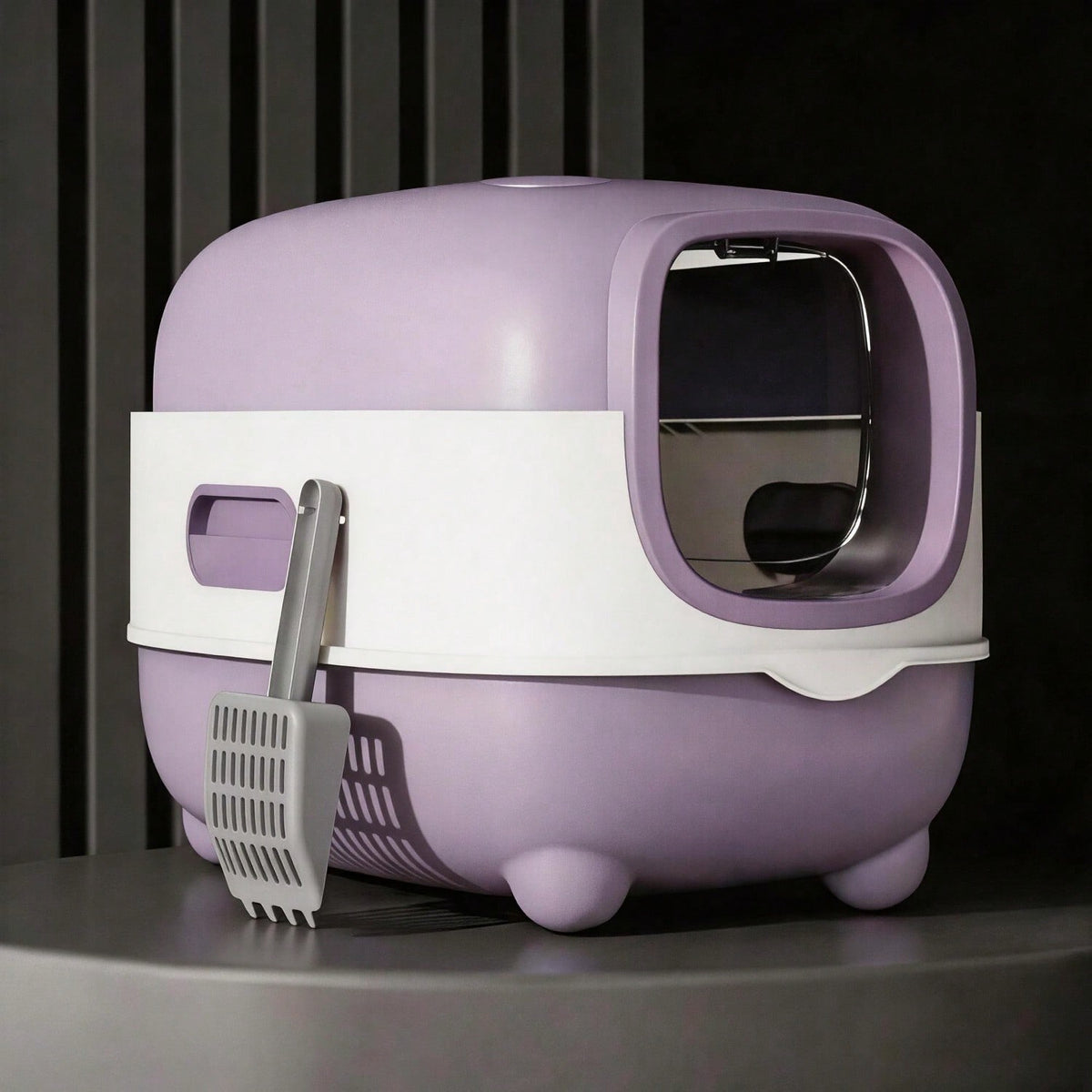 Fully Enclosed Cat Litter Box With UV Sterilization Odor Control, Large 56cm Space For Big Cats, Easy Clean 180 Flip Top