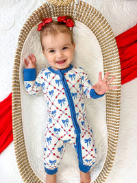 Red White & Bows Bamboo Zippy Pajamas - BIG FRENCHIES