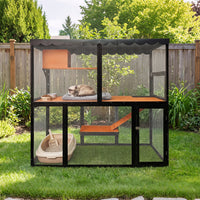Wooden Catio Outdoor Cat Enclosure Large Cat House For Mulitiple Cats Walk ,Indoor 4 Tier Cat Enclosures House , Outdoor