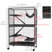 5-Tier Rolling Small Animal Cage, Deluxe Guinea Pig Cage, Ferret Cage for Mink Chinchilla Kitten Rabbit, Grey