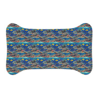 Sunlit Reef Mosaic with Golden Fish Shoals - Pet Feeding Mat Pet Ze