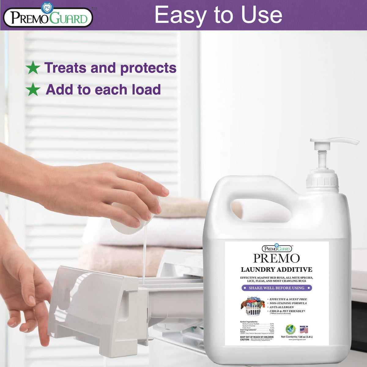 Bed Bug & Mite Laundry Additive | Non-Toxic Treatment | Premo Guard