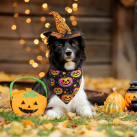 Halloween Dog Bandanas 2 Pack Reversible Pumpkin And Bat Pet Scarf For Boys And Girls Holiday Dog Bandana For Medium And