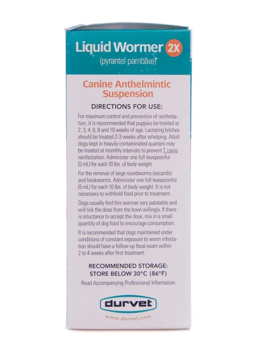 Puppy Dog Durvet Liquid Wormer 2x Puppies Adult Dogs 8 Oz. Hookworms Roundworms Safe