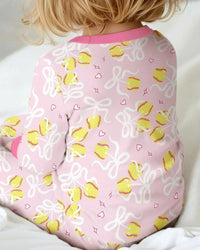 Softball Cherry Mom And Girl Matching Bamboo Two Piece Long Sleeve Pajama Set