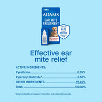 Adams Ear Mite Treatment for Dogs & Cats 0.5oz Kills Mites Fast Soothes Pet Ear 3PCK