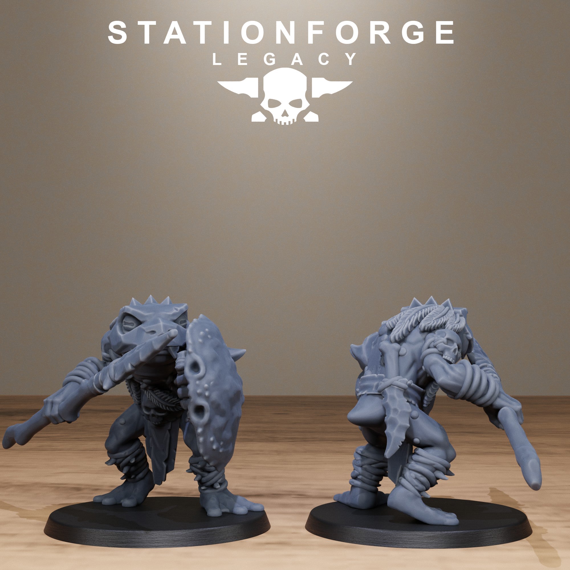 3D Printed Bogkin Spearmen by StationForge Miniatures