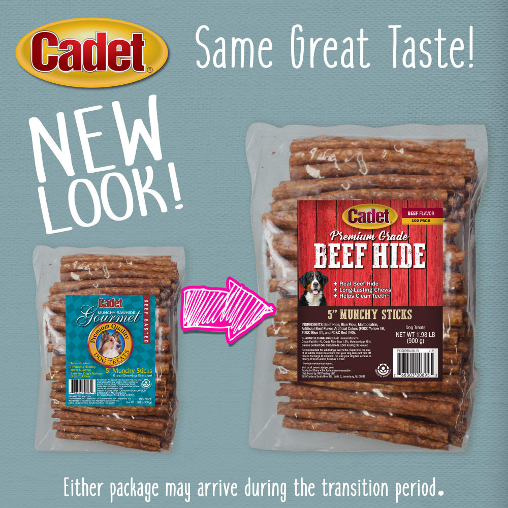 Cadet Rawhide Munchy Sticks Beef Basted Dog Treats 5" 100PCK