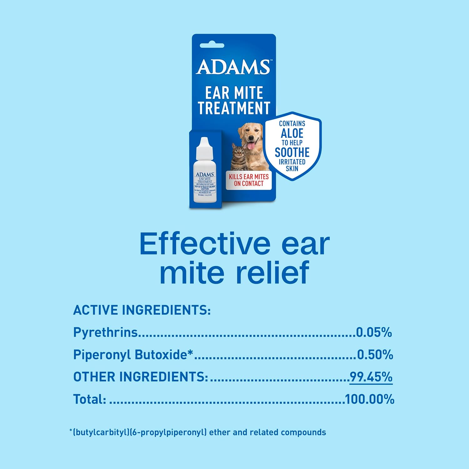 Adams Flea and Tick Ear Mite Treatment Pet Care, 0.5 oz.