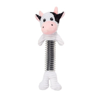 Country Living Thermoplastic Rubber Black & White Cow Plush Dog Toy – with Squeaker & Crinkle Paper - BIG FRENCHIES