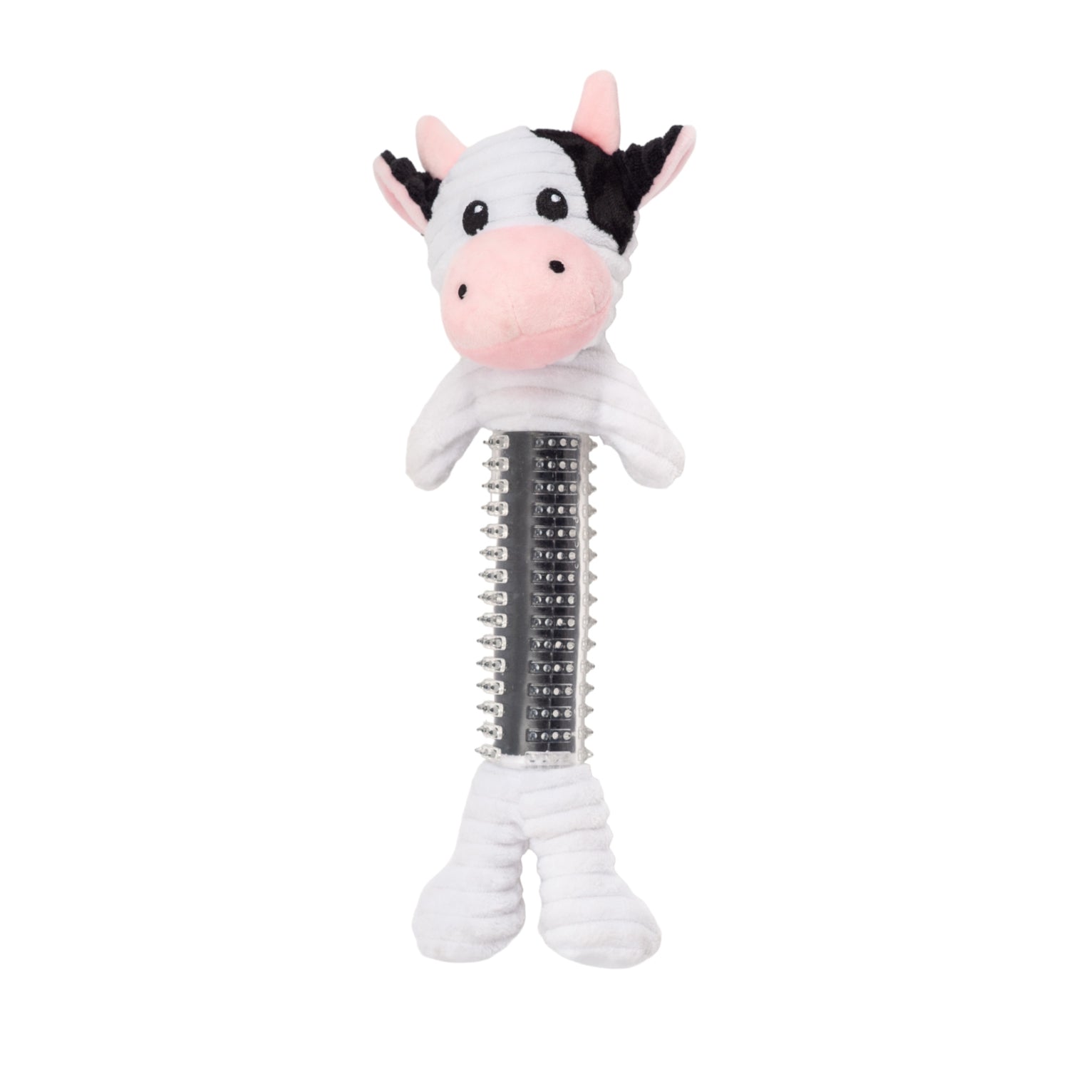Country Living Thermoplastic Rubber Black & White Cow Plush Dog Toy – with Squeaker & Crinkle Paper - BIG FRENCHIES