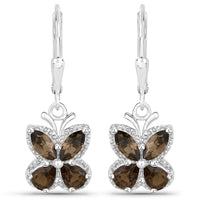 2.20 Carat Genuine Smoky Quartz .925 Sterling Silver Earrings