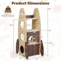 4-Tier Rocket Shape Cat Tree with 2-Tier Condo Sisal Scratch Pad Hanging Pompom Natural+White