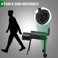 Barrel Charcoal Grill with Offset Smoker, All Metal Outdoor Smoker with Side Table and Wheels for Outdoor Garden Patio a