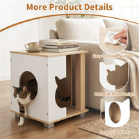 Multipurpose Wooden Cat House Nightstand, Sturdy Metal Base Anti-Slip Pet Furniture