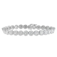 14K White Gold 2.00 Cttw Diamond Halo Link Tennis Bracelet (H-I Color, I1-I2 Clarity) - 7" Inches