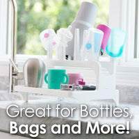 PopYum Seattle Gray Space Saving Drying Rack from 100% Recycled Bottles, countertop for Baby Bottle, Plastic Bags, Cups, Glass, tumblers, Compact - BIG FRENCHIES