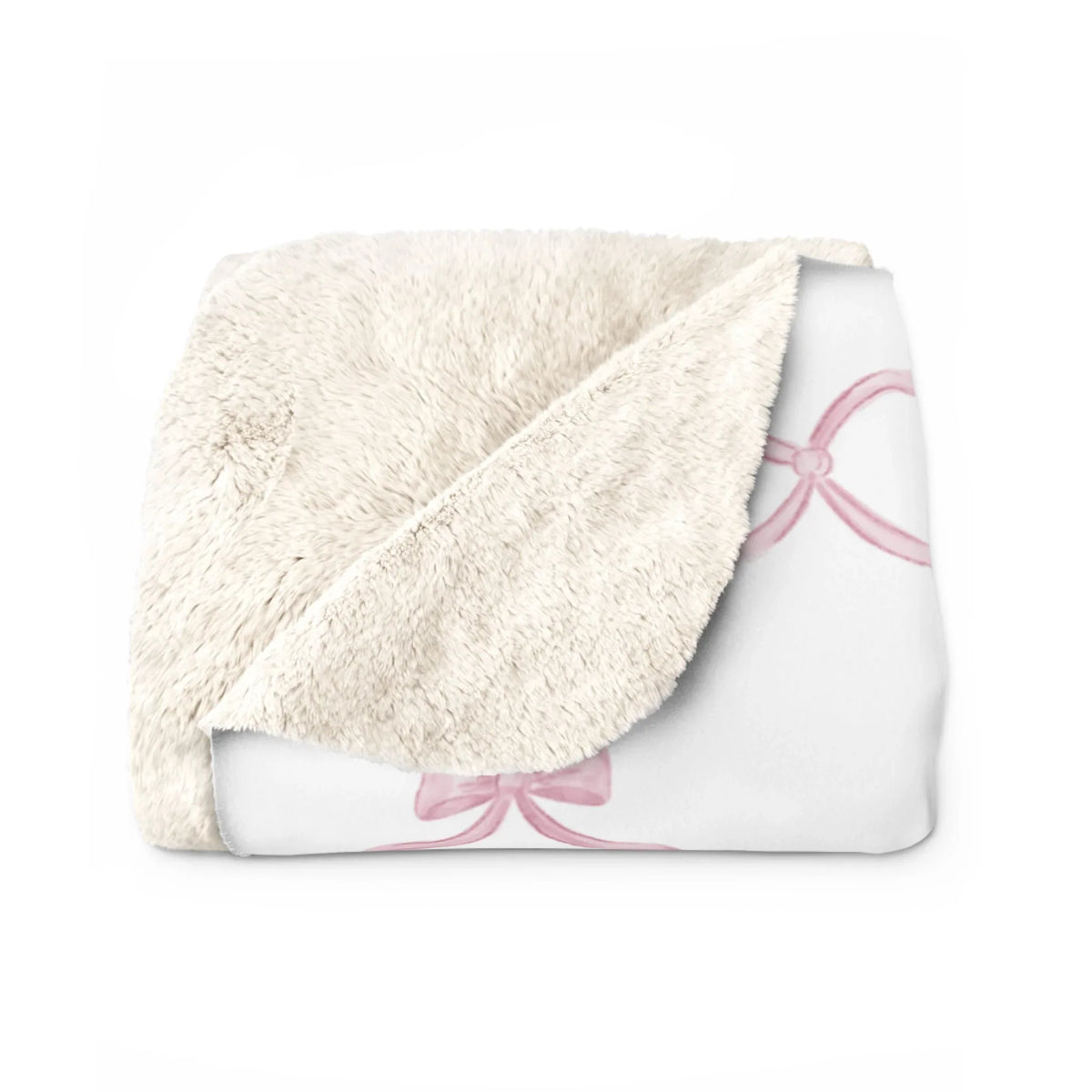 Three Bees Trellis Bow Cozy Sherpa Fleece Blanket - Pink - BIG FRENCHIES