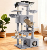 ABCPET Large Cat Tree, Cat Tower, Multi-Tier, Indoor Cat, Sisal Scratching Post, Widened Cat Perching Post, Square Hammo