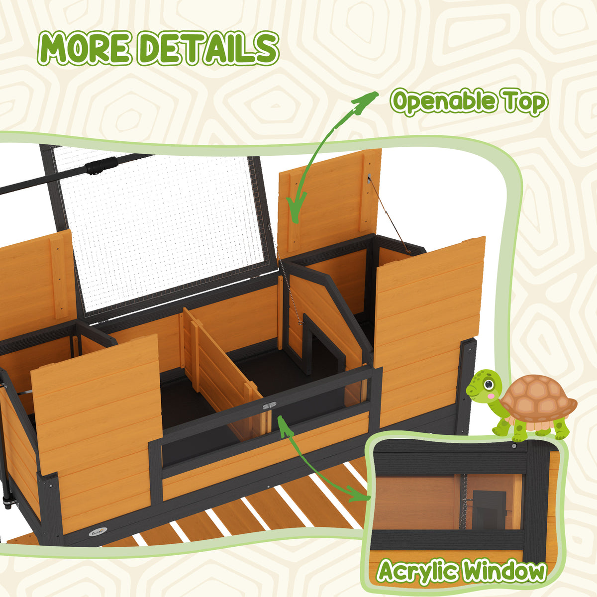 Tortoise Enclosure Tortoise House with Adjustable Lamp Holder Storage Shelf, Dual Main Houses, Openable Lid, Yellow