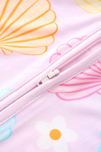 PoshTOT Colorful Seashell Bamboo Baby Convertible Zippy Romper