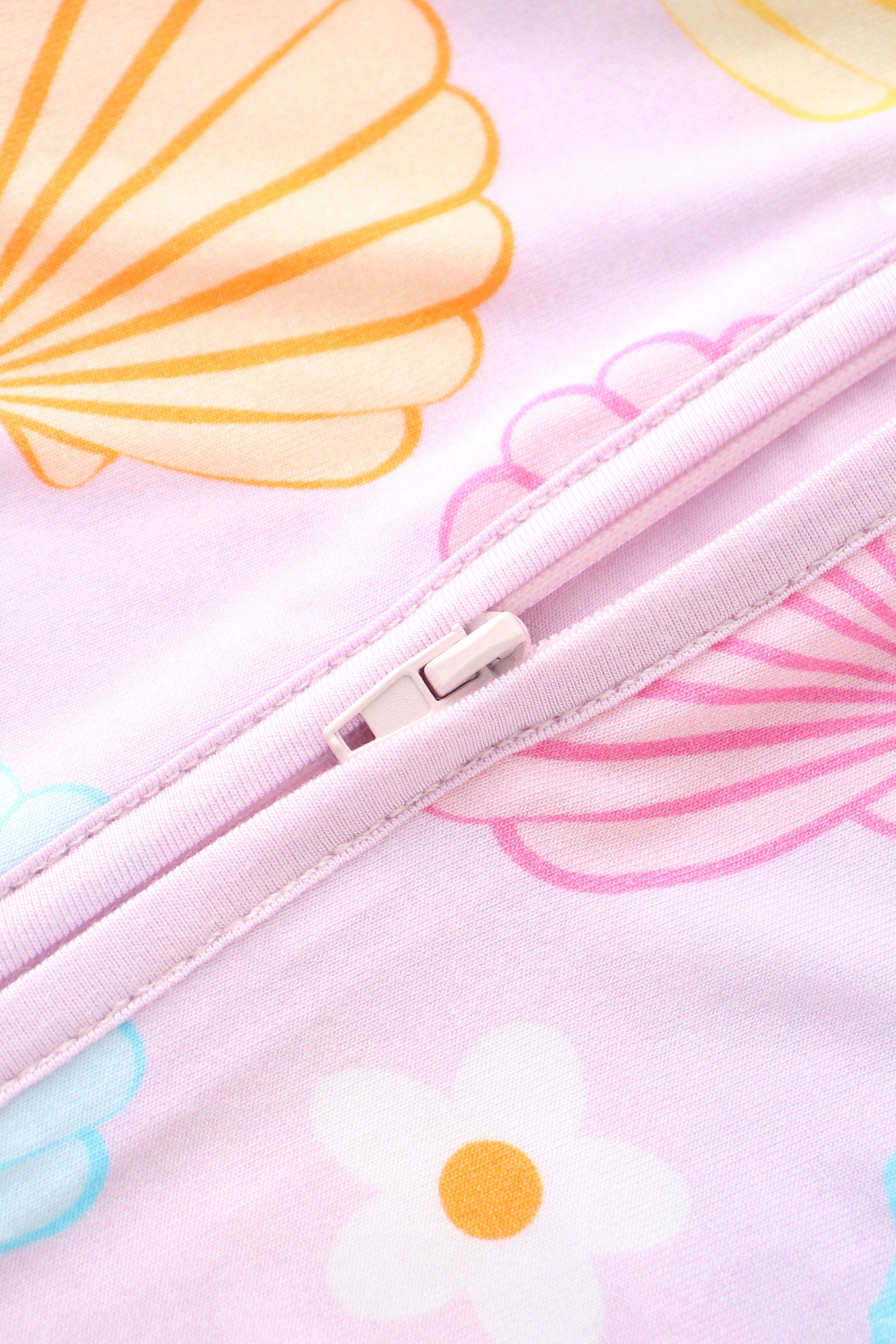 PoshTOT Colorful Seashell Bamboo Baby Convertible Zippy Romper